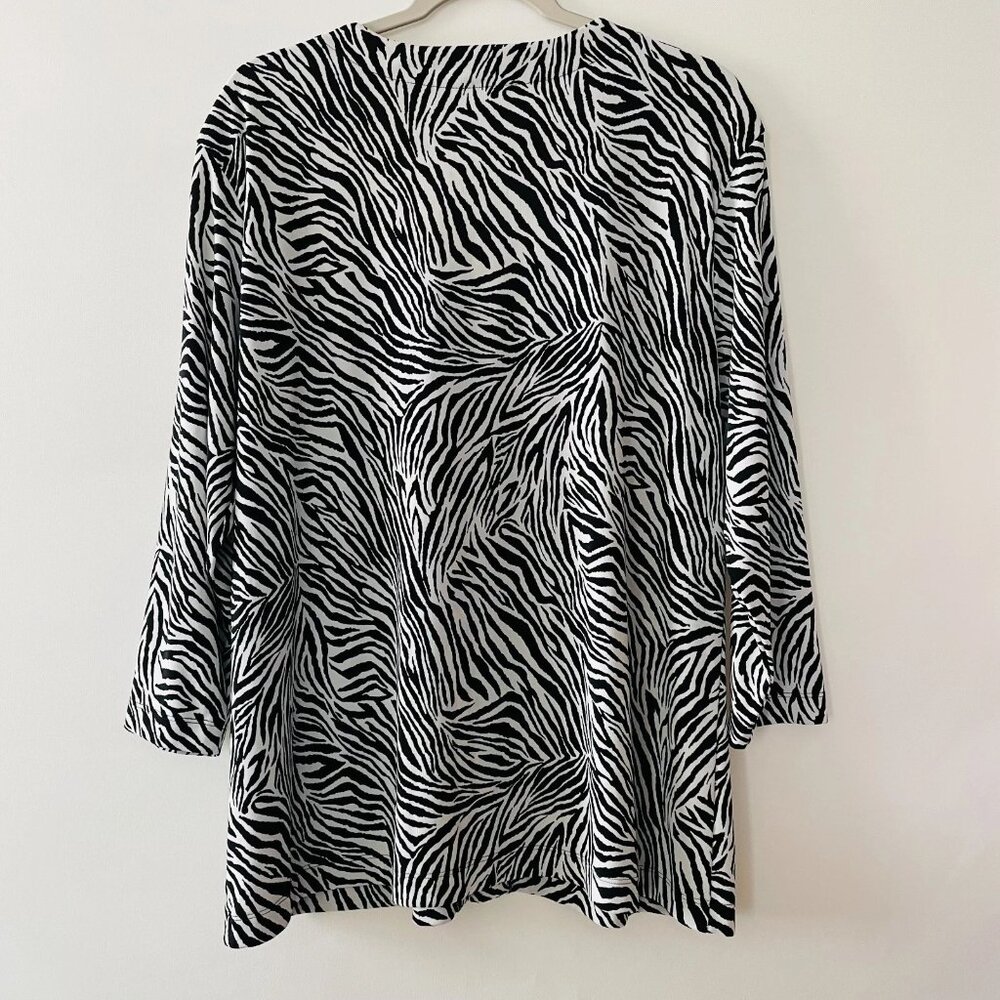 Addition By Chico's Womens Black White Zebra Print Slinky Blouse Top Sz 3 US XL - Picture 2 of 11